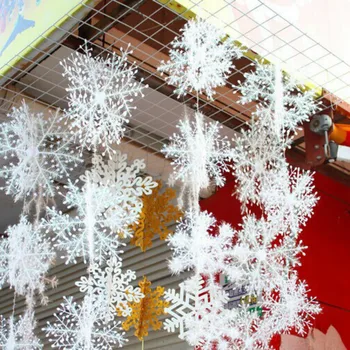Kalėdų dekoracijas plastiko trimatis snaigės pakabukas nustatyti Kalėdų snaigės kabinti apdaila