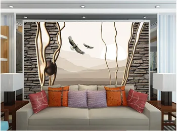 Kamieno šakos plytų sienos, TV foną, 3d stereoscopic 3d tapetai kambario tapetai kraštovaizdžio