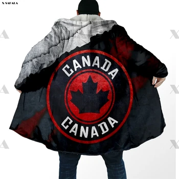 Kanada Grung Vėliava, herbas 3D Atspausdintas Hoodie Ilgai Duffle Topcoat Gobtuvu Antklodė Apsiaustu Stora Striukė Medvilnės Puloveriai Paltas