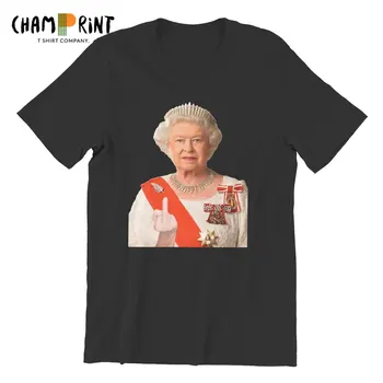 Karalienė Elžbieta Didžiuoju Pirštu Vyrų T Shirts Juokinga Jubiliejaus Atsitiktinis Marškinėliai Trumpomis Rankovėmis Apvalios Apykaklės Marškinėliai Grynos Medvilnės Drabužius