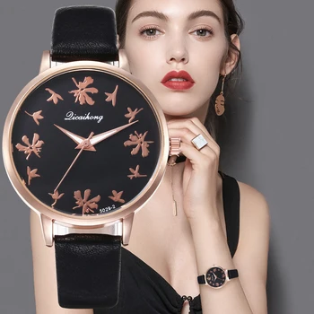 Karšto Pardavimo Kvarciniai Laikrodžiai Prabangūs Laikrodžiai Kvarco Žiūrėti Atsitiktinis Bracele WatchLeather Dirželis Žiūrėti Dovana Ponios Montre Femme