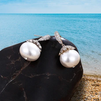 Karšto pardavimo Mados nerūdijančio plieno natūralių perlų auskarai Moterų pakabukas auskarai žiedai tinka vestuves Dovanos, 2 spalvų