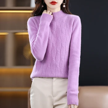 Kašmyro megztinis moterų golfo megztinis 100% kašmyro vilnos megzti megztinis megztinis korėjos stiliaus mados prarasti viršų