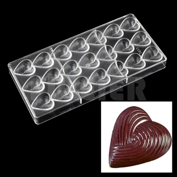 Kepimo pyragai, bandelės, įrankiai širdies formos polikarbonato šokolado pelėsių ,pigūs virtuvės bakeware kepimo formos saldainiai, šokolado liejimo formos plastikinė