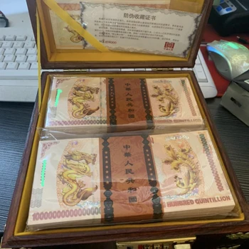 Kinų Drakonas ir Feniksas 100 Quintillion Banknotai Su Aikštė Medienos Dragon Dėžutę
