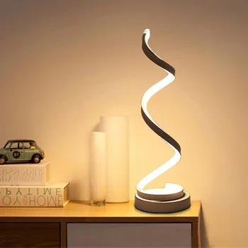 Kūrybos LED Spiralės Stalo Lempos Lenktas Stalas Stalo Naktį Lemputė Šiltai Baltos spalvos Miegamojo Lovos Biuras, Baras, Stalo Skaitymo Staliniai Šviestuvai