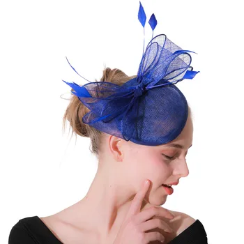 Lady Royal Blue Fascinator Skrybėlę Su Plaukų Segtuku Moterų Elegantiškas Šalis Oficialią Vinjetė Su Laivapriekio Dekoro Millinery Plaukų Aksesuarai