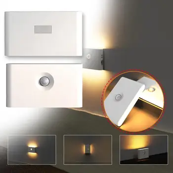 LED Indukcijos Naktį Šviesos Miegamajame, Koridoriuje Spinta Šviesos Vonios kambarys, Bevielis Įkrovimas USB Sienos Indukcijos Šviesos Kūno Naktį Hum Y9O0
