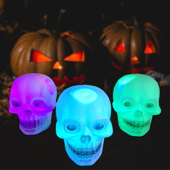 LED Kaukolė Šviesos 4 Spalvų Mirksinčios Dvasios Skeletas Žibintai Baisu Kaukolė Šviesos Dekoratyvinis Apšvietimas Halloween Party Bar