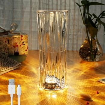 LED Kristalų Naktį lengvos Projektorius Stalo Lempa Reguliuojamas Romantiška Crystal Šviesos 3 Spalvų Rožių USB Mokestis, Naktiniai staleliai, Lempa