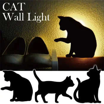 LED Nakties Šviesos Siluetas, Šviesos, Šešėlių Lempa LED Projekcijos, Šviesos, Katė Sienoje Šviesos Gyvūnų Šviesos Šuo Šviesos