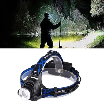 LED Žibintai Žvejybos priekinis žibintas T6 Zoomable Vandeniui Super šviesus kempingas šviesos Powered