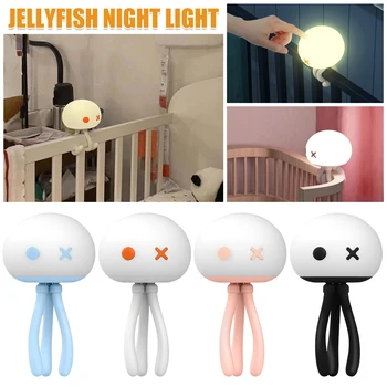 Medūza Kūdikis Naktį Šviesos 3 Spalva Keičiasi LED Lentelė Šviesos 1200mAh USB Įkrovimo Silikono Medūzos Naktiniai staleliai, Lempa, Miegamojo