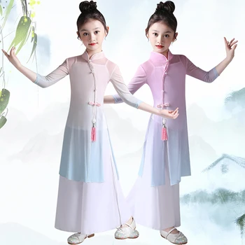Mergina Yangko Kostiumas Kinijos Liaudies Dancewear Vaikai Oriental Klasikinis Ventiliatorius Skėtis Šokių Drabužiai Karnavaliniai Etape Apranga