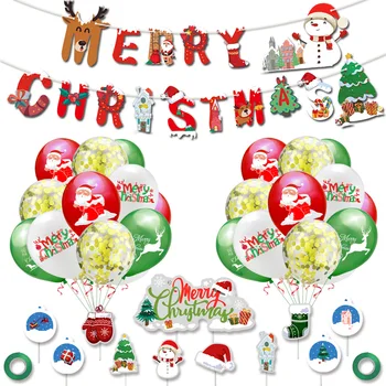 MerryChristmas Kalėdų Šalies Vėliava Balionas Nustatyti Kalėdų Tema Vėliava Tortas Apdailos Plokštės