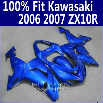 Metallic Blue Purvasargiai Už Kawasaki Ninja ZX10r 2006 2007 06 07 100%tinka Lauktuvės rinkinys EMS nemokamai +bakas x146