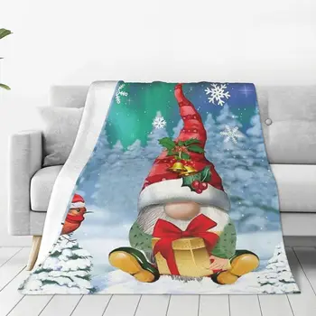 Mielas Gnome Kalėdų Antklodės Naujųjų Metų Flanelė Mesti, Antklodė, Patalynė Sofos Asmeninę Minkštas Šiltas Bedsprea