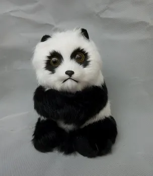 mielas modeliavimas panda žaislas polietileno & kailiai, black&white sėdi panda modelio dovana, apie 16x15x21cm 2215