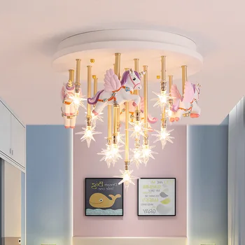 Modernių Vaikų kambario Lubų šviesos Mielas Animacinių filmų Žvaigždė Darželio Restoranas Lubų lempa Namuose Kabo Šviesos Rungtynių Deco Loft