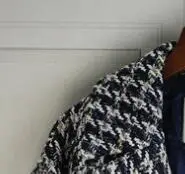 Moterų Houndstooth Vilnoniai Paltai Dvigubo Breasted ilgomis Rankovėmis, Švarkeliai 2021 M. Rudens Žiemos Moterų susagstomi megztiniai su Kišenėmis