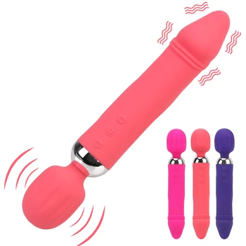Moterų Masturbacija-Klitorio Stimuliatorius Sekso Produkto Dvigubas Vibratorius 12 Režimu G-taško Dildo Sekso Žaislai Moterims, AV Stick Vibratorius