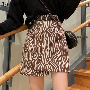 Moterų Sijonai Mini Nereguliarus Zebra Modelis Derliaus Harajuku Streetwear Varčias Elegantiškos Mados Visus-match-line Faldas Ulzzang Retro