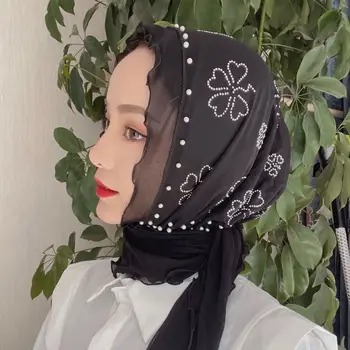 Musulmonų moterų turbaną ponios mados ju siūlų Musulmonų šalikas Arabų ponios pavasario mados vientisos spalvos skara skara suaugusiųjų galvos skara