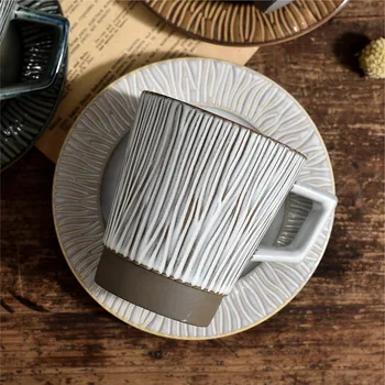 Nauja Japonų Stiliaus Keramikos Kavos Puodelis ir Lėkštelė Nustatyti Ins Medžio Modelio Puodelis Pora Home Office Popietę Arbatos Puodelis Kavos Puodelio