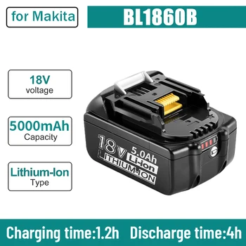 NAUJAS Originalus 18V 5000mAh Įkrovimo elektriniai Įrankiai Makita Baterija su LED Li-ion Pakeitimo LXT BL1860B BL1860 BL1850