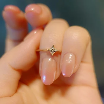 Naujas produktas aukso inkrustacijos solitaire diamond ultra-fine star paprastas žiedas atidarymo reguliuojamas putojantis saldus moterų papuošalai