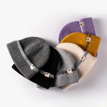Naujos Žieminės Kepurės Moterų Mados Beanies Kepurės Vyrams Medvilnės Megzti Storio Dangčio vientisos Spalvos Skullies Skrybėlę Šilta Moteriška Kepurė 2021