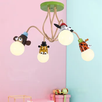 Naujovė gyvūnų lubų šviesos diodų (LED Balta Lemputė Animacinių filmų Gyvūnų Beždžionė Zebra Žirafa e27 lubų šviesos Miegamasis Lempoms Pakabinti vaikai lempos