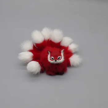 naujų kūrybinių modeliavimas red fox žaislas, plastinė ir kailis gražus devynių uodegų lapė lėlės dovana, apie 18cm
