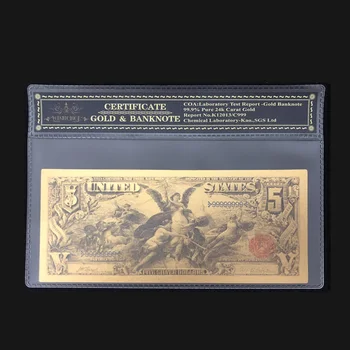Naujų Produktų JAV 1896 Metų 24k Aukso Banknotų Amerika 5 Dolerių Banknotas į 24k Aukso Banknotą Su COA Rėmas Kolekcijos