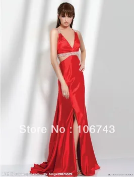 nemokamas pristatymas 2016 m. naujo dizaino vestidos Oficialų chalatas de soiree Elegantiškas zawalcowany seksualus backless raudona ilgai mergina šalis suknelė prom Dress
