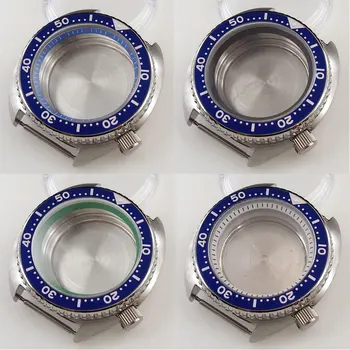 Nerūdijančio Plieno BLIGER 45mm Automatinis laikrodis Atveju tinka NH35A NH36A Sapphire Kristalas Sukasi Bezel Blue Lydinio Įdėkite Varžtą Karūna