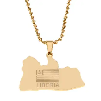 Nerūdijančio Plieno Liberija Žemėlapis, Vėliava Pakabukas Karoliai Madinga Liberians Žavesio Juvelyriniai Dirbiniai