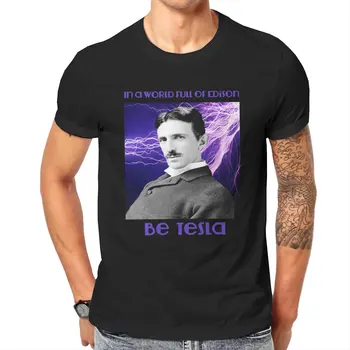 Nikola Tesla Du vyriški Marškinėliai Mokslininkas Geek, Vėpla Kietas Tees Trumpas Rankovės Įgulos Kaklo Marškinėliai 100% Medvilnės Atspausdinti Drabužiai