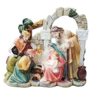 Ornamentas Scena, Kalėdų Lovelę Figūrėlės Kūdikėlį Jėzų Ėdžiose Miniatiūros Ornamentu Dervos Amatų Kalėdų Dovana, Namų Dekoro A