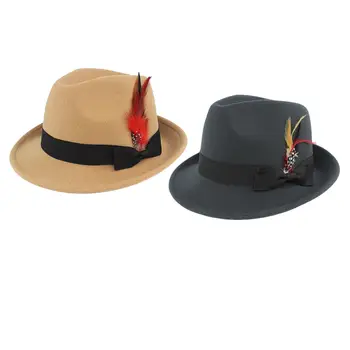Panama Džiazo Skrybėlę Trumpas Kraštų Pajuto, Fedora Skrybėlės Moterims ir Vyrams Jodinėjimas Šokio Festivalis Apdailos Fancy Dress Priedai