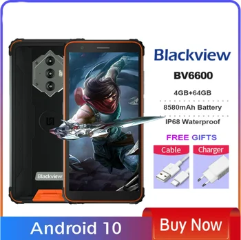 Pasaulinė versija Blackview BV6600 8580mAh 4G Išmanųjį telefoną IP68 Vandeniui 4GB RAM 64GB ROM Gel A25 Mobiliojo Telefono 16MP NFC Telefoną