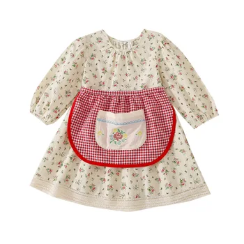 Pavasario 2022 Naujų Mergaičių Suknelė Vaikai Mados Princesė Dress Korėjos Stiliaus Kūdikių Gėlių Suknelė Vaikams Drabužių Mergaitės Kostiumas
