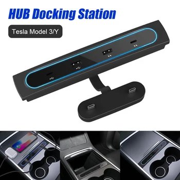 Pažangi Už Tesla 2021-2022 Modelis 3/Y HUB Docking Station 27W Greitas Įkroviklis, 2 USB 2 TIPAS-C 4 1 Duomenų Perdavimas