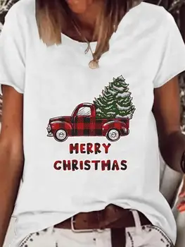 Pledas Sunkvežimių Medžio Meilės 90-ųjų Moterų Drabužių Tee Viršuje Grafinis T-shirt Atostogų Linksmų Kalėdų Drabužius Mados Basic Print T Shirt