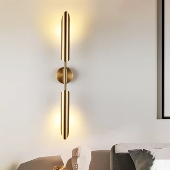 Postmodernios prabanga aukso LED sienos lempos Šiaurės minimalistinio kambarį fono sienos lempos koridoriaus, miegamojo lovos sienos lempos