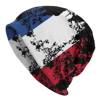 Prancūzijos Vėliava Grafinis Dizainas Prancūzų Gerbėjų Kepurės Atsitiktinis Lauko Skullies Beanies Skrybėlę Moterų Vasaros Daugiafunkcį Variklio Dangčio Megzti Skrybėlę