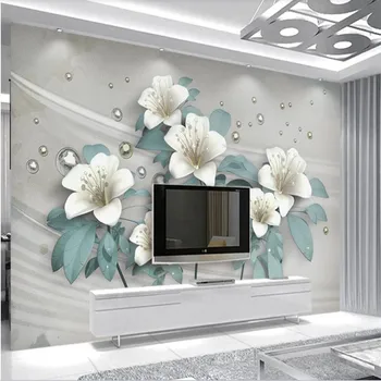 Profesinės užsakymą tapetai freskomis Clivia trimatis papuošalai, gėlės, TV, sofa fono sienos