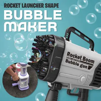 Raketų Paleidimo Formos Bumas Bubble Gun Maker 44-Hole Elektros Burbulas Mašina Automatinė Burbulų Pūtimo Maker 