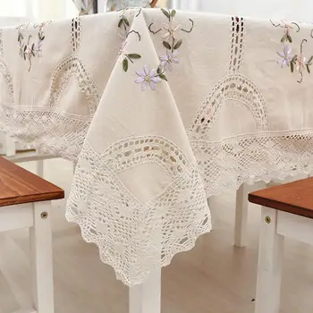 rankomis siuvinėtos medvilnės audinio staltiesė stalo sijonai