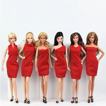 Raudona Multi-stilių, Vieno Gabalo 1/6 Mados Suknelė Barbie Lėlės Vakaro Suknelės Drabužius Barbie Princesė Lėlės Priedai